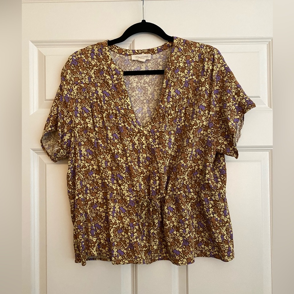 Treasure & Bond Floral Cinched Waist Top